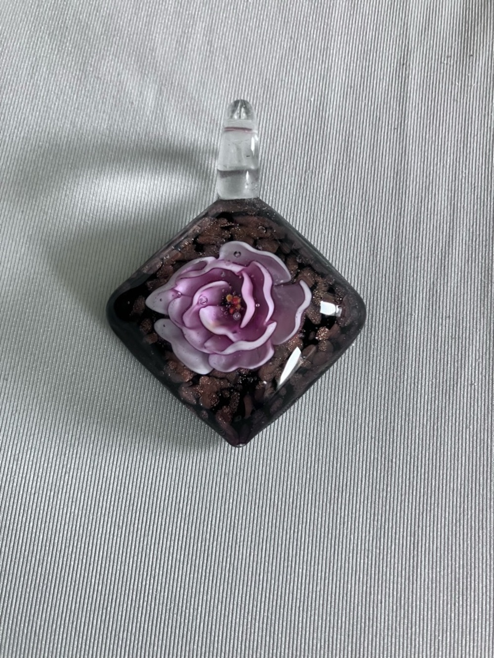 Lampwork glass flower pendant